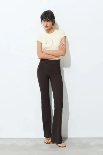 Pantalon bootcut taille mi-haute