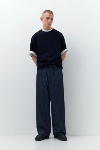 Pantalon de jogging en denim rayé