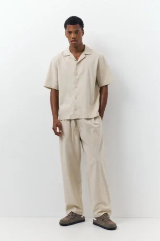 Pantalon de jogging en mélange de lin