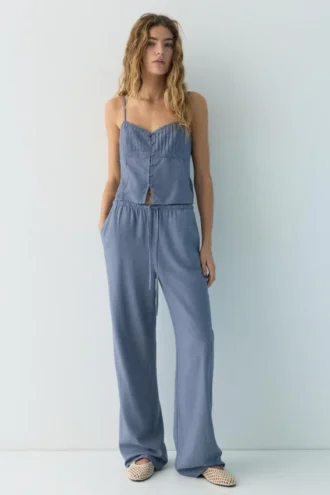 Pantalon de jogging en mélange de lin