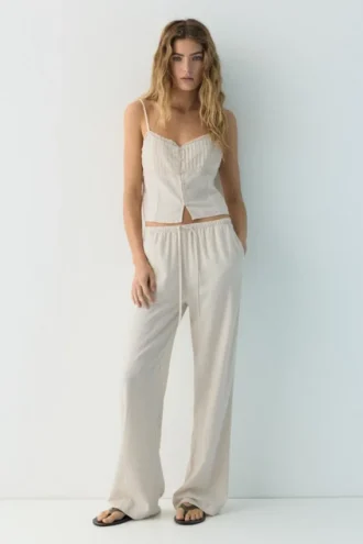 Pantalon de jogging en mélange de lin