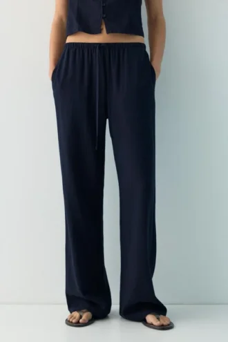 Pantalon de jogging en mélange de lin