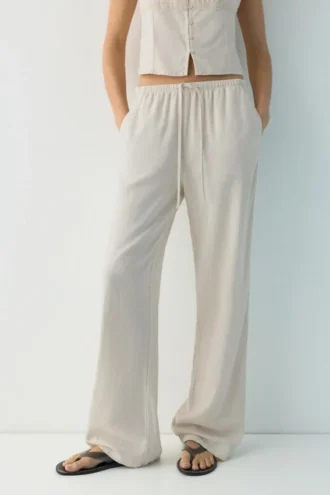 Pantalon de jogging en mélange de lin