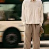 Pantalon de jogging en mélange de lin