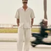 Pantalon de jogging en mélange de lin