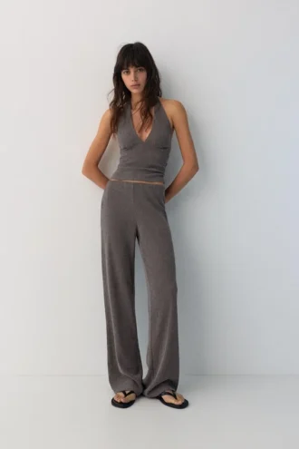 Pantalon droit en crêpe