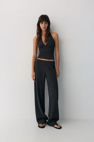Pantalon droit en crêpe