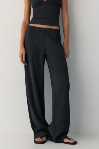 Pantalon droit en crêpe