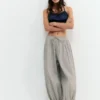 Pantalon à entrejambe tombant à carreaux Pantalon à entrejambe tombant à carreaux