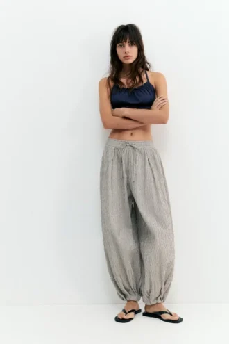 Pantalon à entrejambe tombant à carreaux