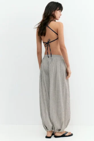 Pantalon à entrejambe tombant à carreaux
