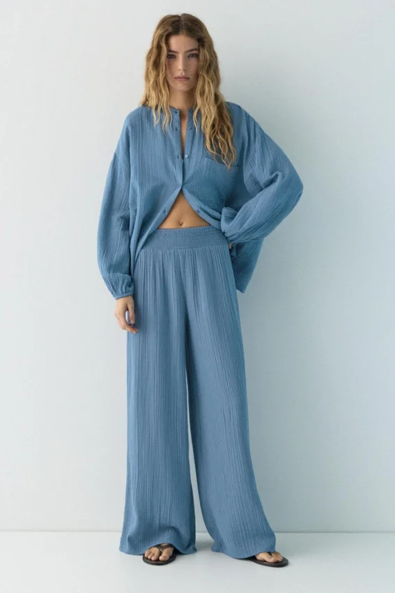 Pantalon fluide effet gaze Pantalon fluide effet gaze