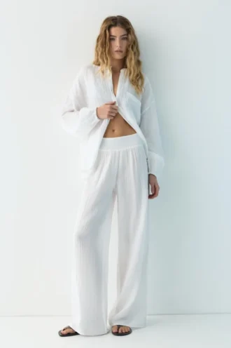 Pantalon fluide effet gaze