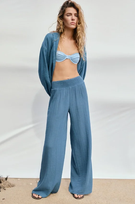 Pantalon fluide effet gaze Pantalon fluide effet gaze