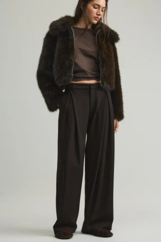 Pantalon à jambes larges et à doubles pinces