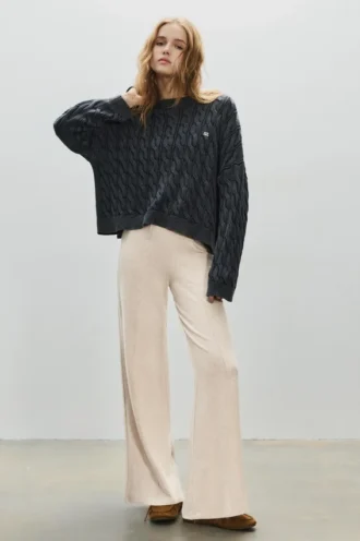 Pantalon à jambes larges et toucher doux Pantalon à jambes larges et toucher doux