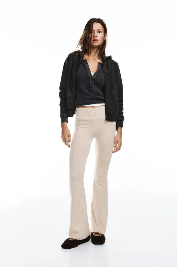 Pantalon évasé au toucher doux Pantalon évasé au toucher doux
