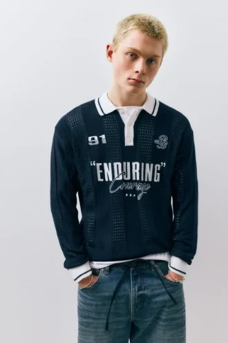 Polos de football en tricot à motif graphique