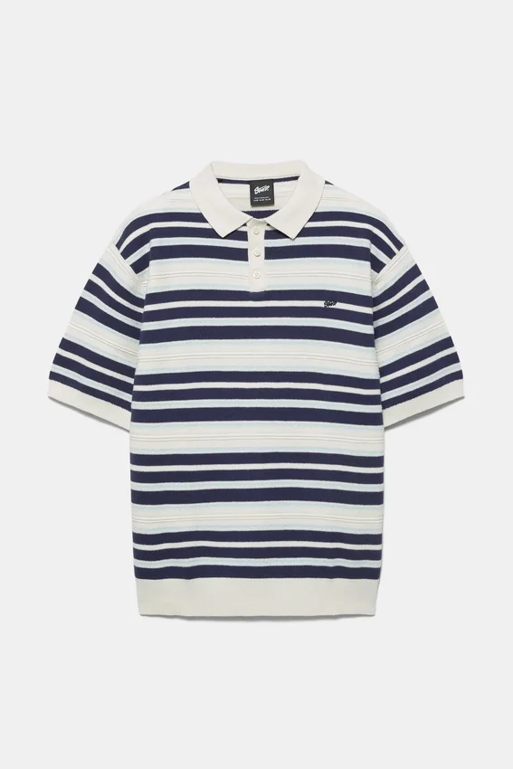 Polos en maille tricotée à rayures Polos en maille tricotée à rayures