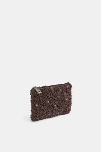 Portefeuille en simili-mouton à motif floral