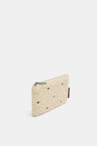 Portefeuille en simili-mouton à motif floral