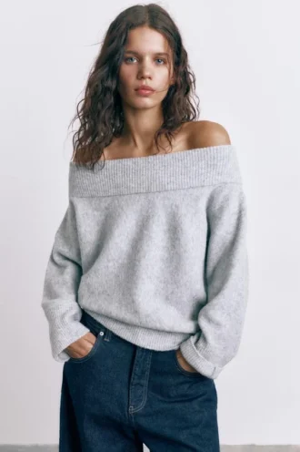 Pull Bardot en maille douce