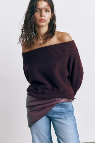 Pull Bardot en maille douce