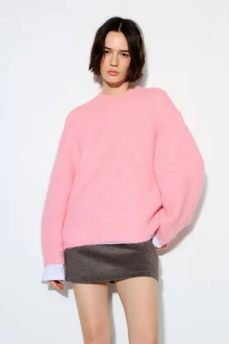 Pull à col rond rose