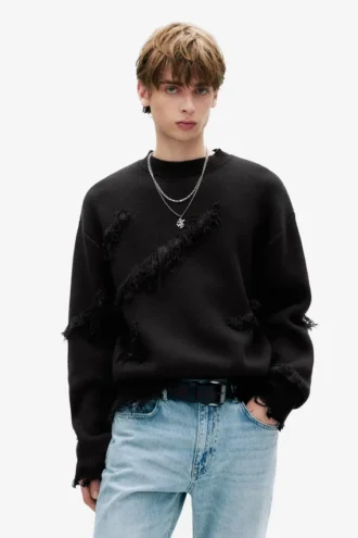 Pull déchiré à franges