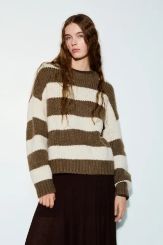 Pull rayé en maille épaisse Pull rayé en maille épaisse