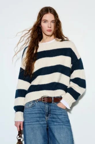 Pull rayé en maille épaisse