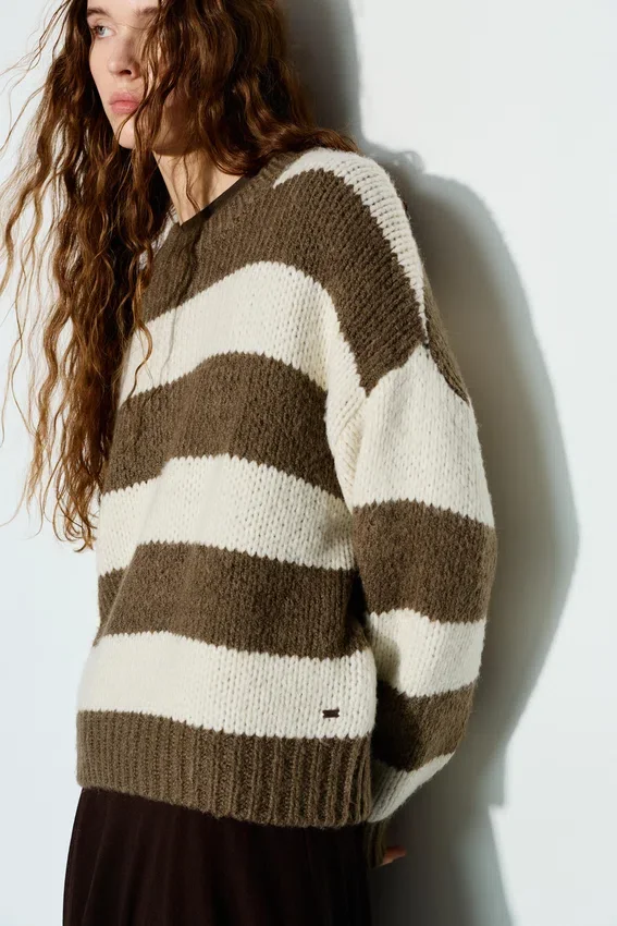 Pull rayé en maille épaisse Pull rayé en maille épaisse