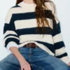 Pull rayé en maille épaisse Pull rayé en maille épaisse