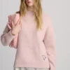 Pull rose avec cœur brodé Pull rose avec cœur brodé