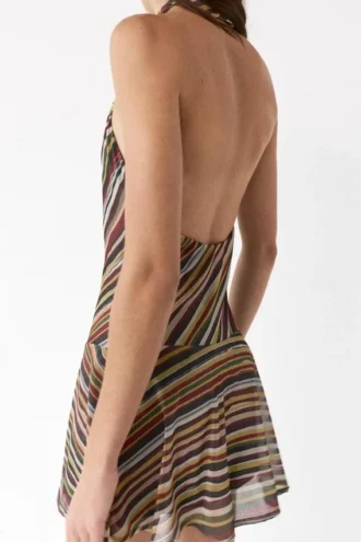 Robe courte à rayures et dos nu