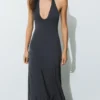 Robe longue dos nu en cupro Robe longue dos nu en cupro