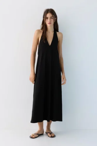 Robe mi-longue à dos nu
