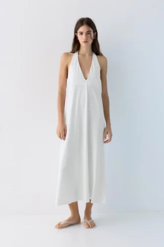 Robe mi-longue à dos nu