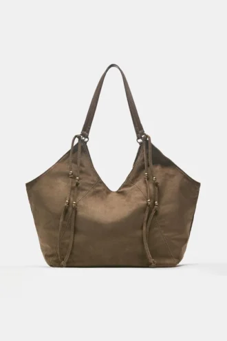 Sac cabas en simili cuir avec détails sur les anses