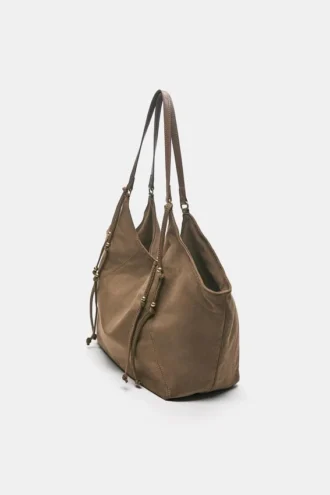 Sac cabas en simili cuir avec détails sur les anses