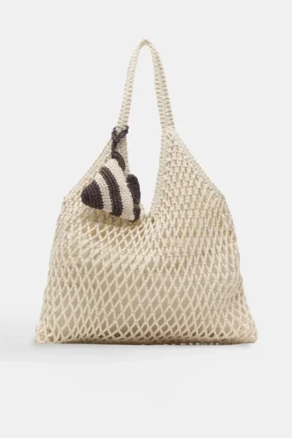 Sac cabas macramé orné