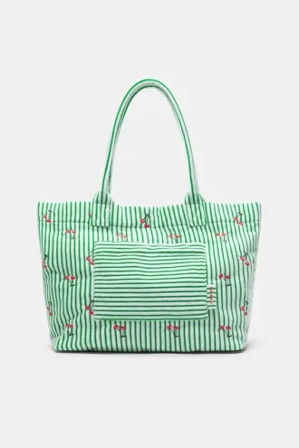 Sac fourre-tout à effet serviette rayé