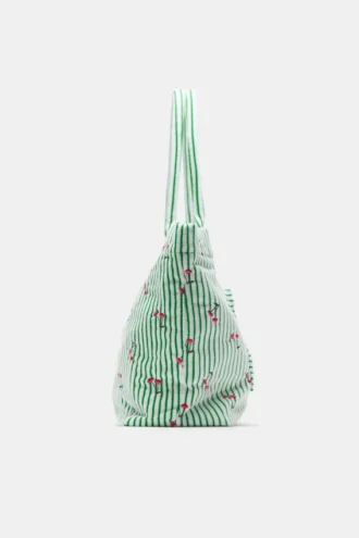 Sac fourre-tout à effet serviette rayé