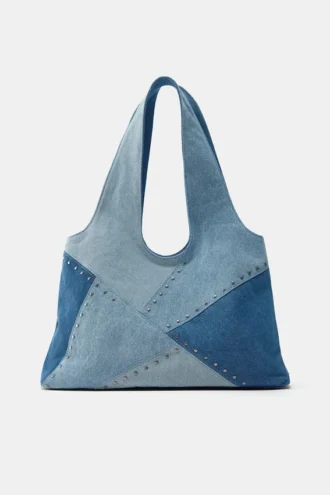 Sac fourre-tout en denim patchwork