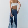 Sac fourre-tout en denim à pois Sac fourre-tout en denim à pois
