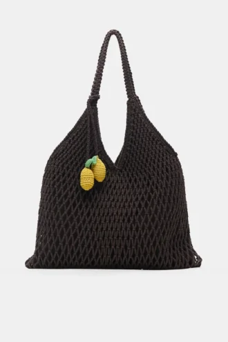 Sac fourre-tout en macramé orné