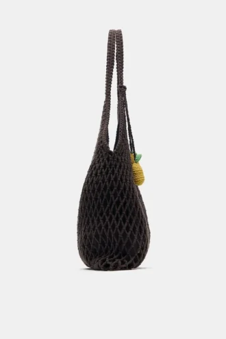 Sac fourre-tout en macramé orné