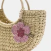 Sac panier en raphia orné