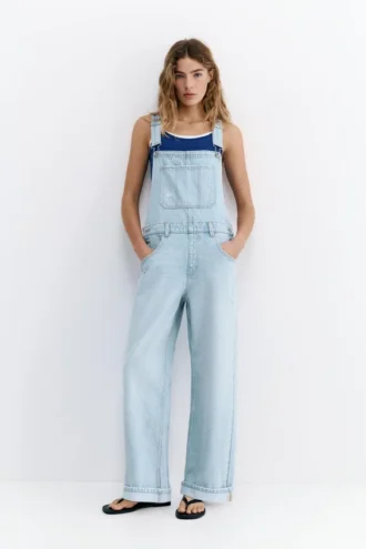 Salopette longue en denim Salopette longue en denim