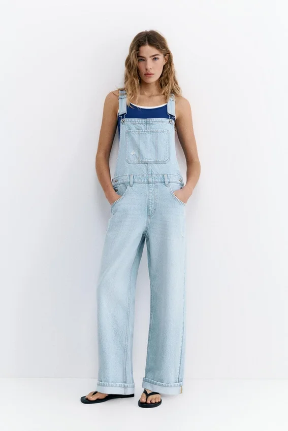 Salopette longue en denim Salopette longue en denim
